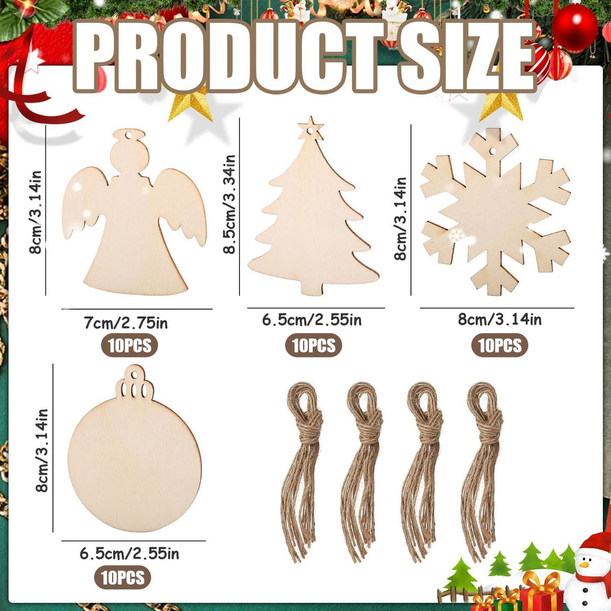 Holzanhänger Weihnachten zum Bemalen 40 Stück DIY