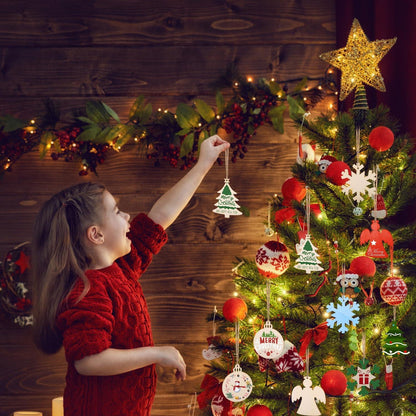 Holzanhänger Weihnachten DIY Weihnachtsbaum Dekoration 40 Stück