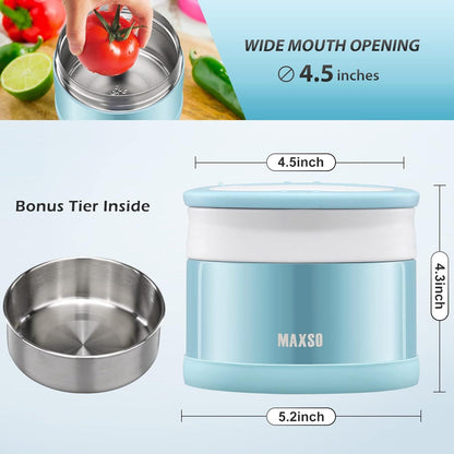 Thermobehälter 700ml Edelstahl Löffel Warmhaltebox Auslaufsicher Blau