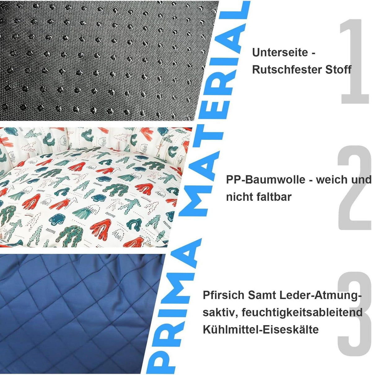 Hundebett für mittelgroße Hunde in Blau - Rutschfeste Unterseite - Waschbar - 70 * 16cm