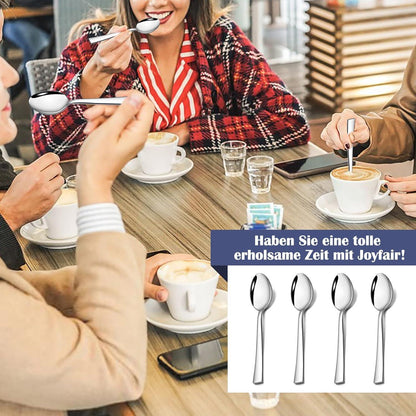 Teelöffel Set 36 Stück Edelstahl 13,5cm Quadratischer Griff Spiegelpoliert