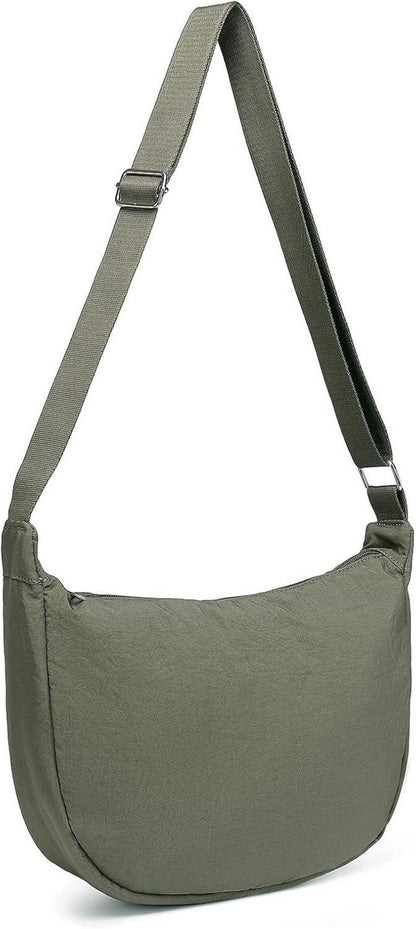 Damen Halbmond Crossbody Umhängetasche Nylon wasserdicht verstellbarer