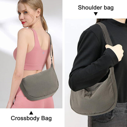 Miss Lulu Damen Halbmond Crossbody Nylon Umhängetasche