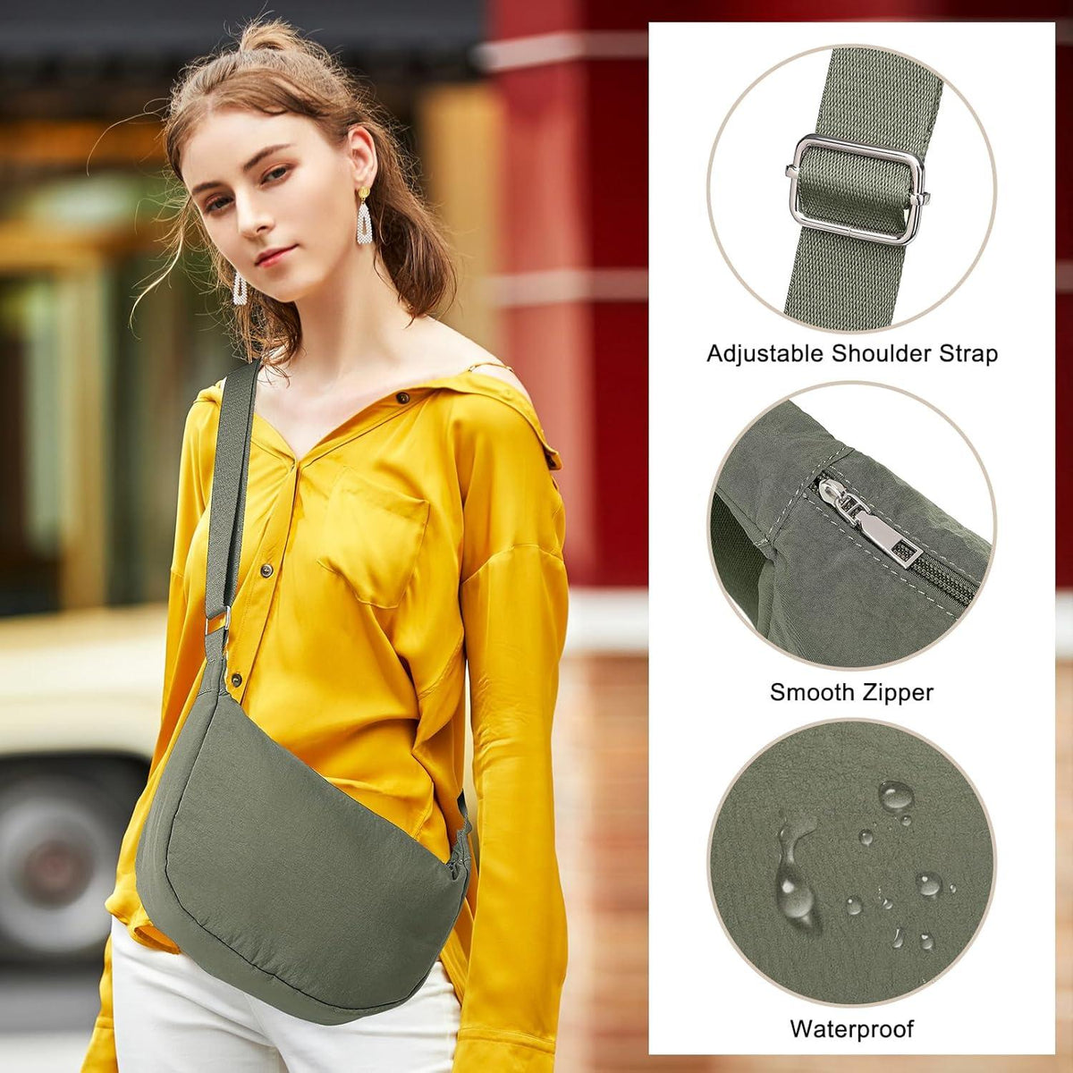 Damen Crossbody Schultertasche Wasserdicht Nylon Verstellbarer Gurt Hohe Qualität.clschrei meta title ptimiert für