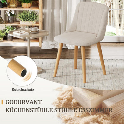 Esszimmerstuhl Set Beige Holzbeine – Polsterstuhl für Küche & Wohnzimmer