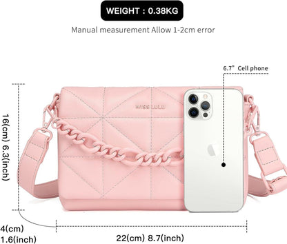 Kleine Umhängetasche Frauen Wasserdichtes PU-Leder Magnetisch Pink
