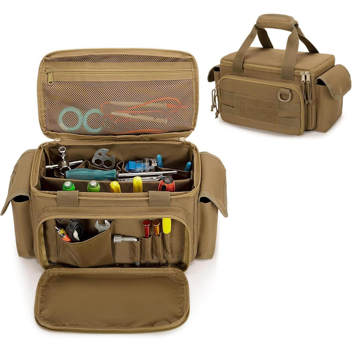 Kleine Werkzeugtasche Khaki mit gepolstertem Boden