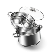 Edelstahl-Suppentopf-Set mit Dampfgarer & Glasdeckel 4L