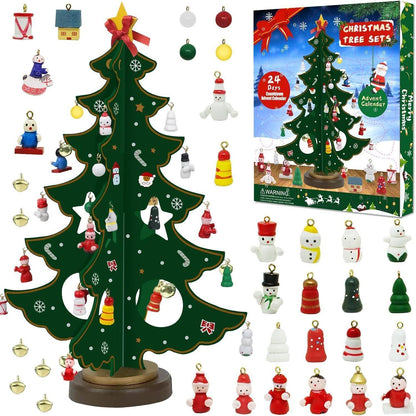 2024 Adventskalender Hölzerner Weihnachtsbaum mit 29