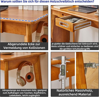 Holz-Schreibtisch mit Schublade und Hängestange 100x50x75cm