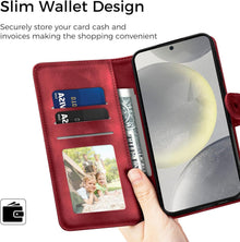 EASDNB Samsung Galaxy S24 5G Lederhülle Wallet Case Rot
