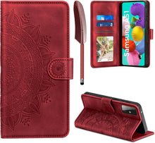 Samsung Galaxy A51 Lederhülle Flip Wallet PU Case Rot