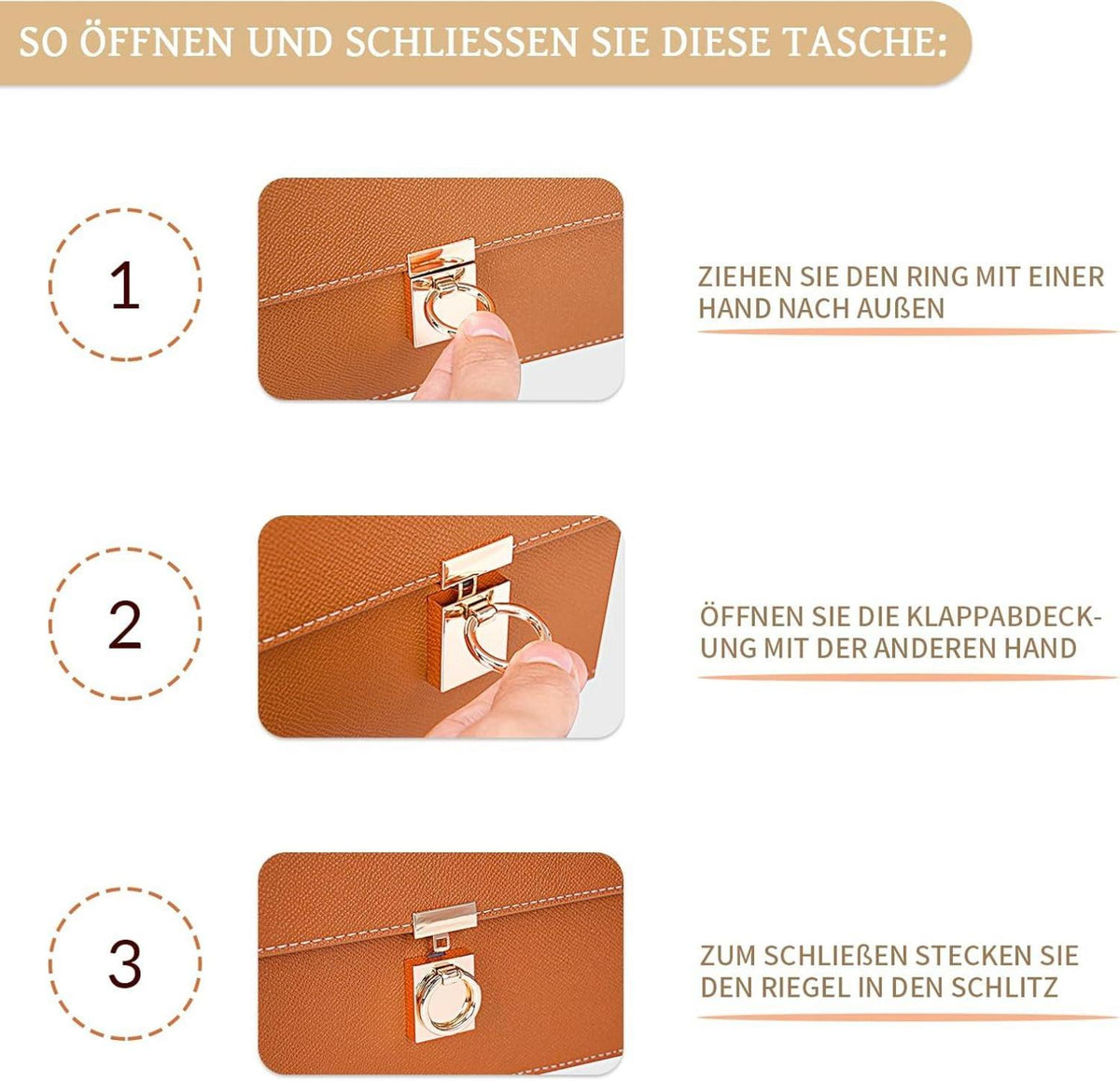 Kleine Damen Handtasche Umhängetasche French Style Ledertasche Verstellbarer