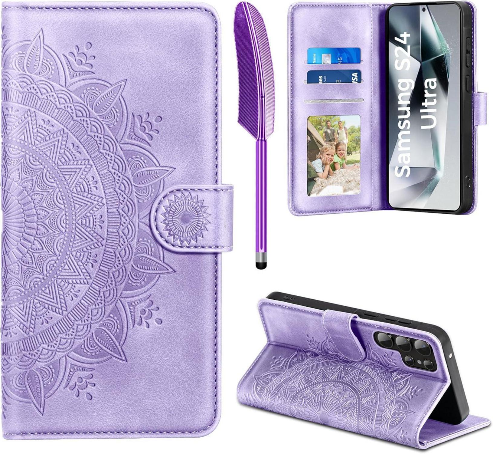 Samsung Galaxy S24 Ultra Handyhülle Flip Wallet PU Leder Hellviolett