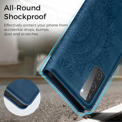 Samsung Galaxy S20 FE Klapphülle mit Kartenfach & Ständer Dunkelblau in Lederoptik