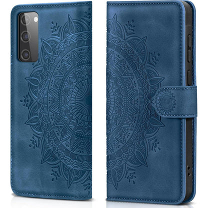 Samsung Galaxy S20 FE Klapphülle mit Kartenfach & Ständer Dunkelblau in Lederoptik
