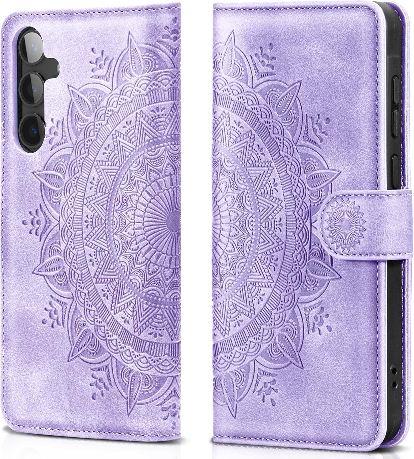EASDNB Samsung Galaxy S24 5G Hülle - Blaue Leder Flip Wallet Case mit Standfunktion
