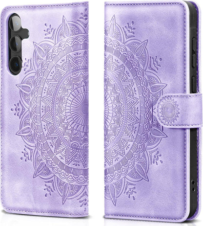 EASDNB Samsung Galaxy S24 5G Hülle - Blaue Leder Flip Wallet Case mit Standfunktion