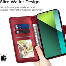 Xiaomi Redmi Note 13 Pro 5G Handyhülle Wallet PU Leder Rot