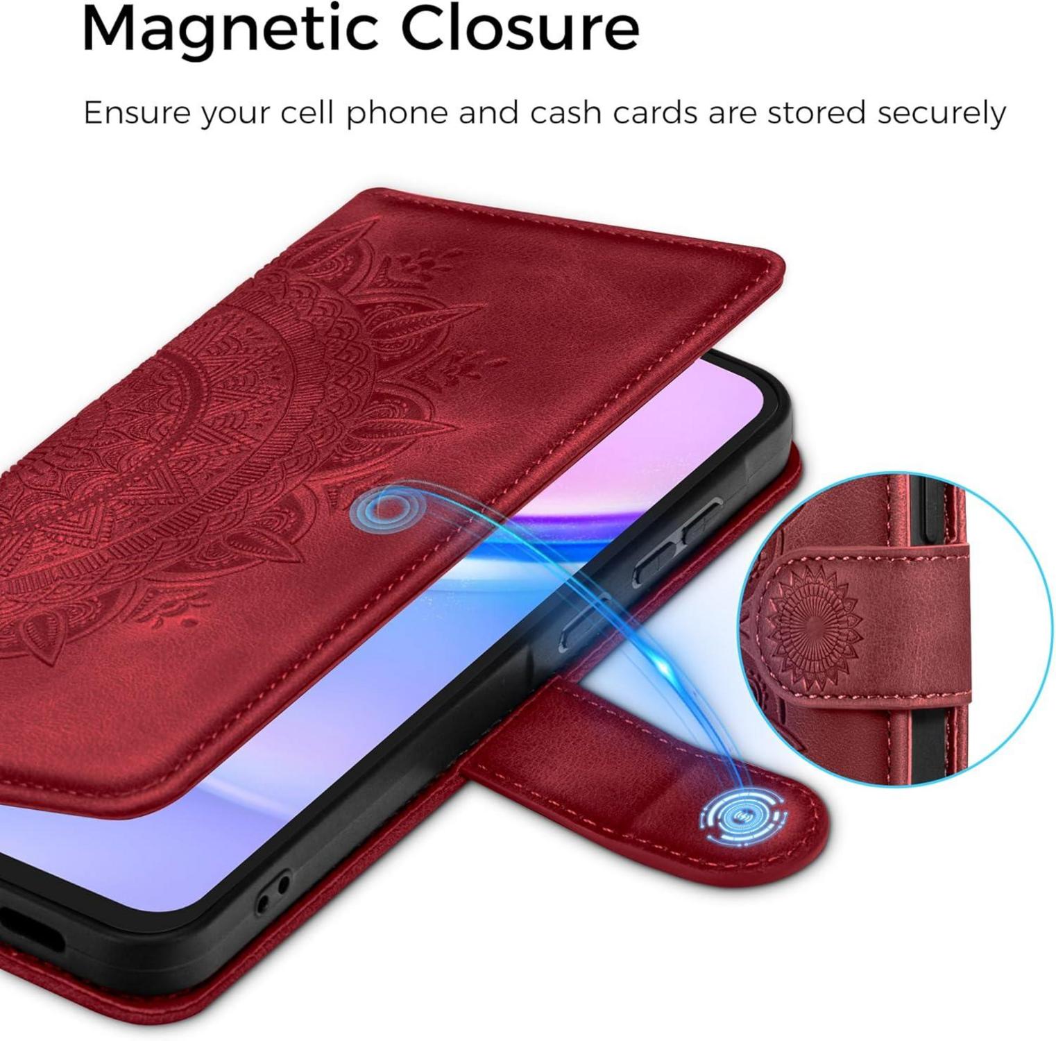 Samsung Galaxy A15 5G/4G Lederhülle Flip Wallet Schutzhülle Rot