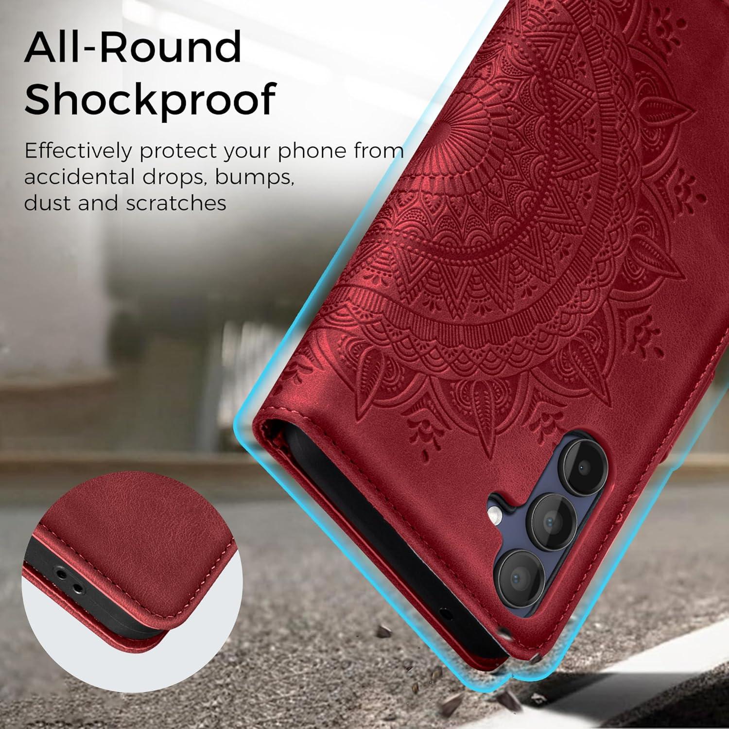 Lederhülle Samsung Galaxy A15 5G/4G Flip Wallet Case Rot