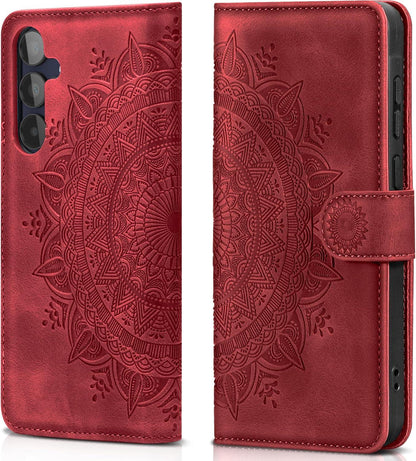 Samsung Galaxy A15 5G/4G Lederhülle Flip Wallet Schutzhülle Rot