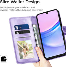 Samsung Galaxy A15 5G/4G Lederhülle Flip Wallet Hellviolett
