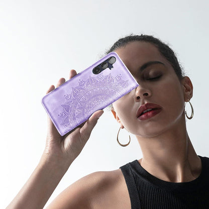 Lederhülle Samsung Galaxy A15 5G/4G Flip Wallet Hellviolett
