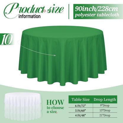 Grüne Runde Tischdecke 228cm – 10er Pack | Fleckenfrei & Waschbar