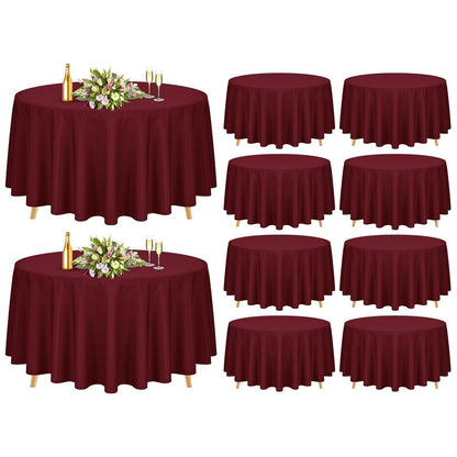 10x Burgunder Tischdecken 90 Zoll – Rund, Waschbar & Knitterfrei