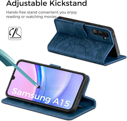 Samsung Galaxy A15 5G Flip Wallet Lederhülle Dunkelblau