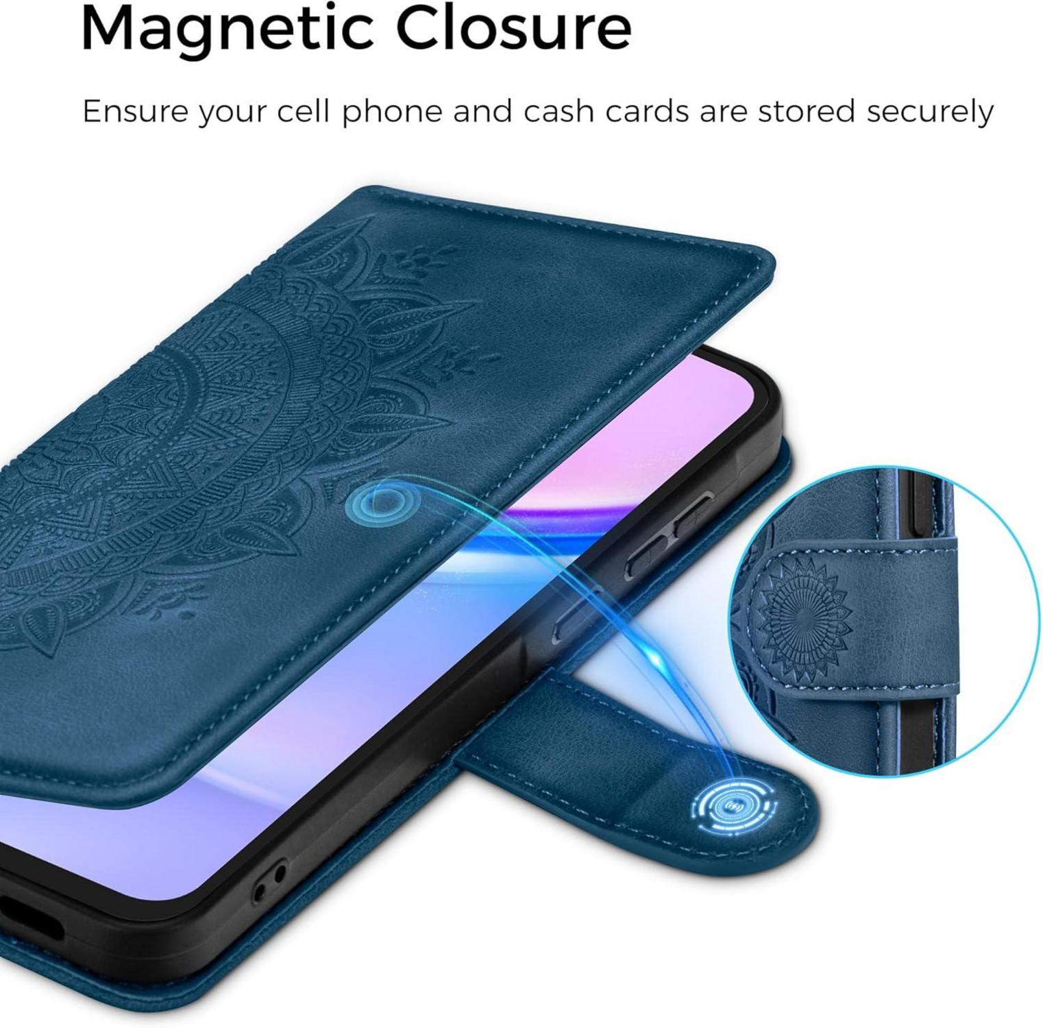 Samsung Galaxy A15 5G/4G Leder Flip Wallet Hülle Dunkelblau
