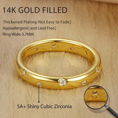 14 Karat Gold gefüllter Ring mit Zirkonia Damen | Ringgröße 57