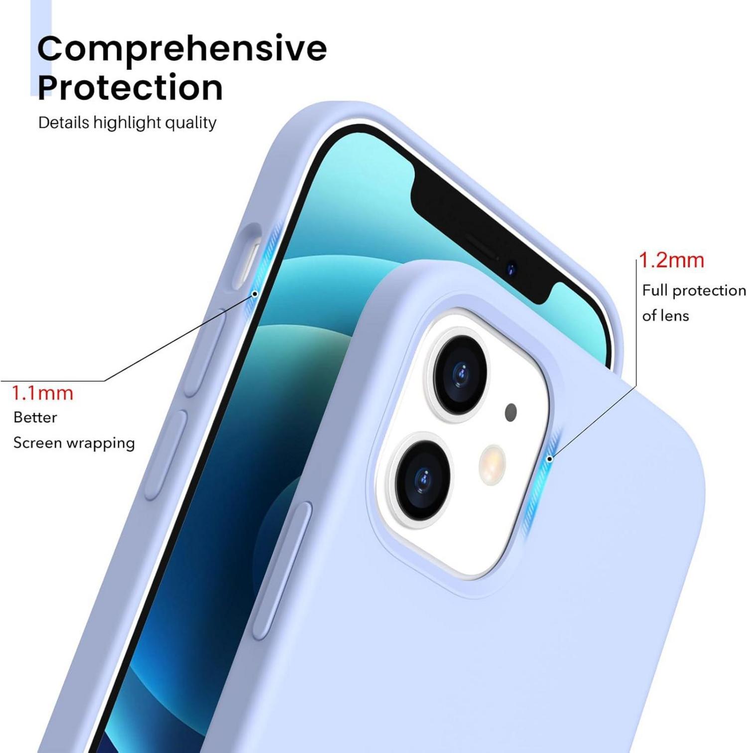 ORNARTO iPhone 12 | 12 Pro 6,1 Silikon Case Flüssig Rubber Schutz Baby blau