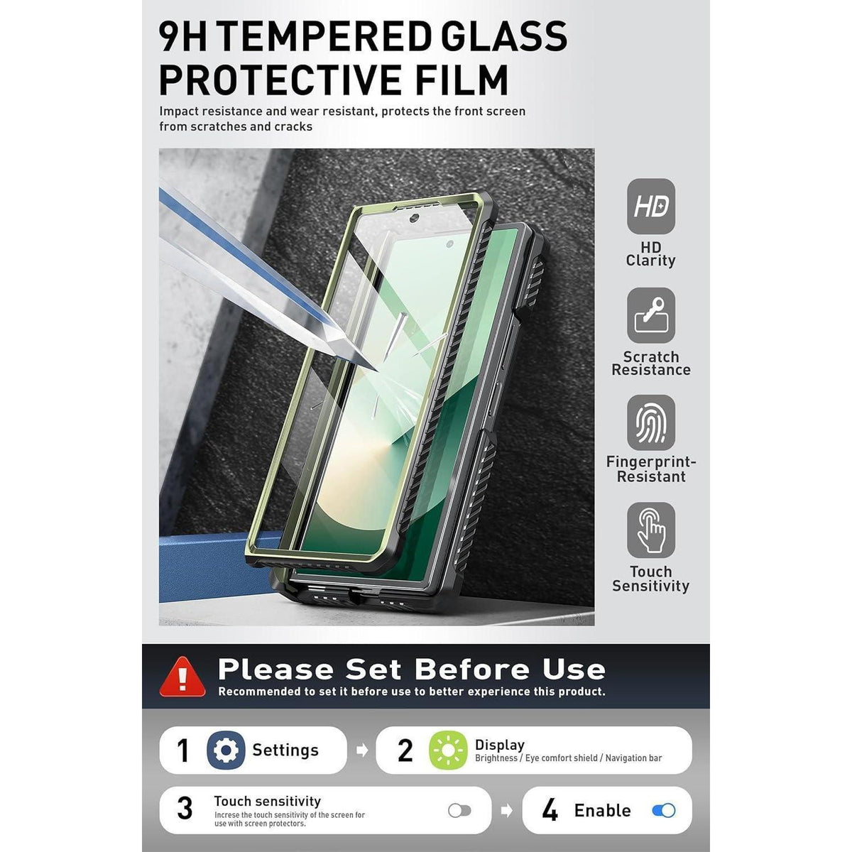 Galaxy Z Fold 6 Hülle mit S Pen Halter und Displayschutz Grün
