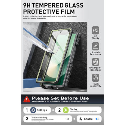 Galaxy Z Fold 6 Hülle mit S Pen Halter und Displayschutz Grün