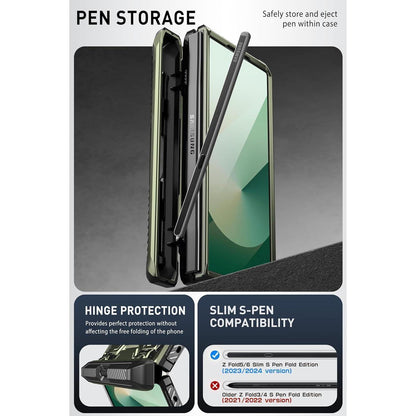 Galaxy Z Fold 6 Hülle mit S Pen Halter und Displayschutz Grün
