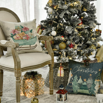 Weihnachtliche Kissenbezüge 4er Set, 40x40 cm, Grün