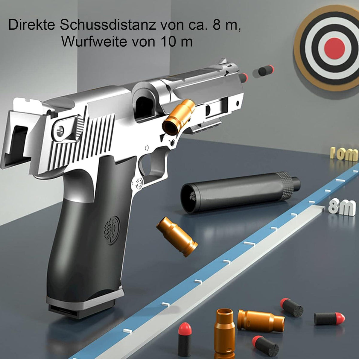 Bybykoi Kinder Spielzeug Pistole Wüstenadler M1911 Silber
