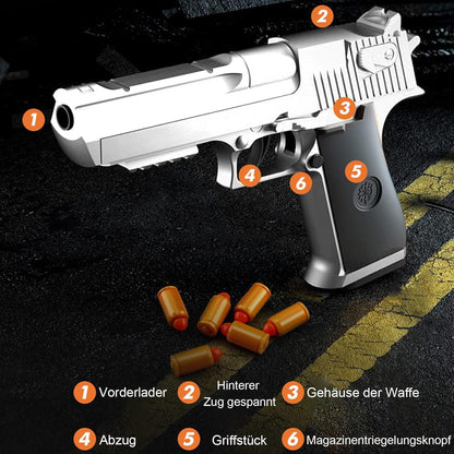 Kinder Spielzeug Pistole Wüstenadler M1911 1:1 Schaumstoff-Blaster Silber