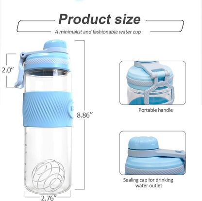Protein Shaker 650ml Blau BPA-frei Auslaufsicher Gym Fitness Eiweiß Shake