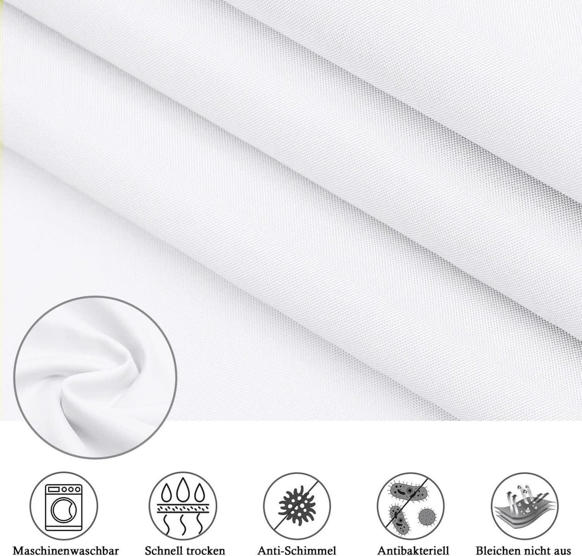 Weißer Duschvorhang 180x230cm Wasserdicht Anti-Schimmel inkl. 12 Ringe