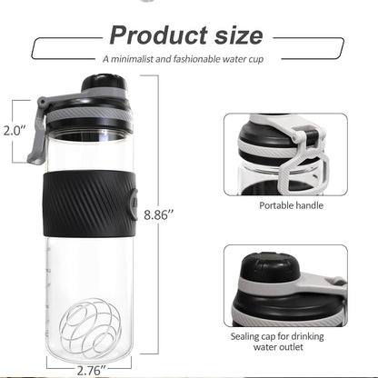 Protein Shaker 650ml Auslaufsicher BPA-frei Schwarz