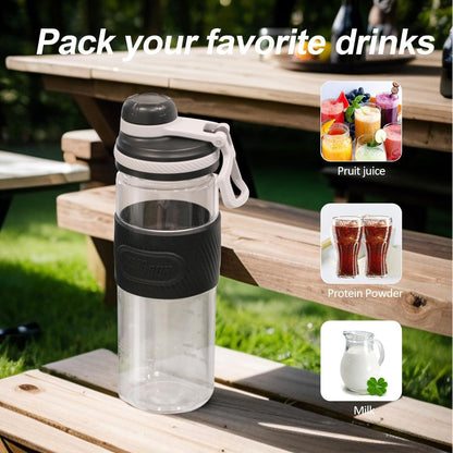 Protein Shaker 650ml Auslaufsicher Schwarz BPA-frei