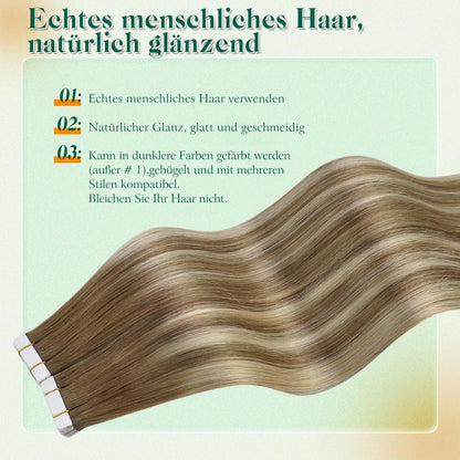 Echthaar Tape Extensions Blond Ombre 55cm 50g #6/60