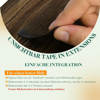 Echthaar Tape Extensions Balayage Braun Ombre 45cm