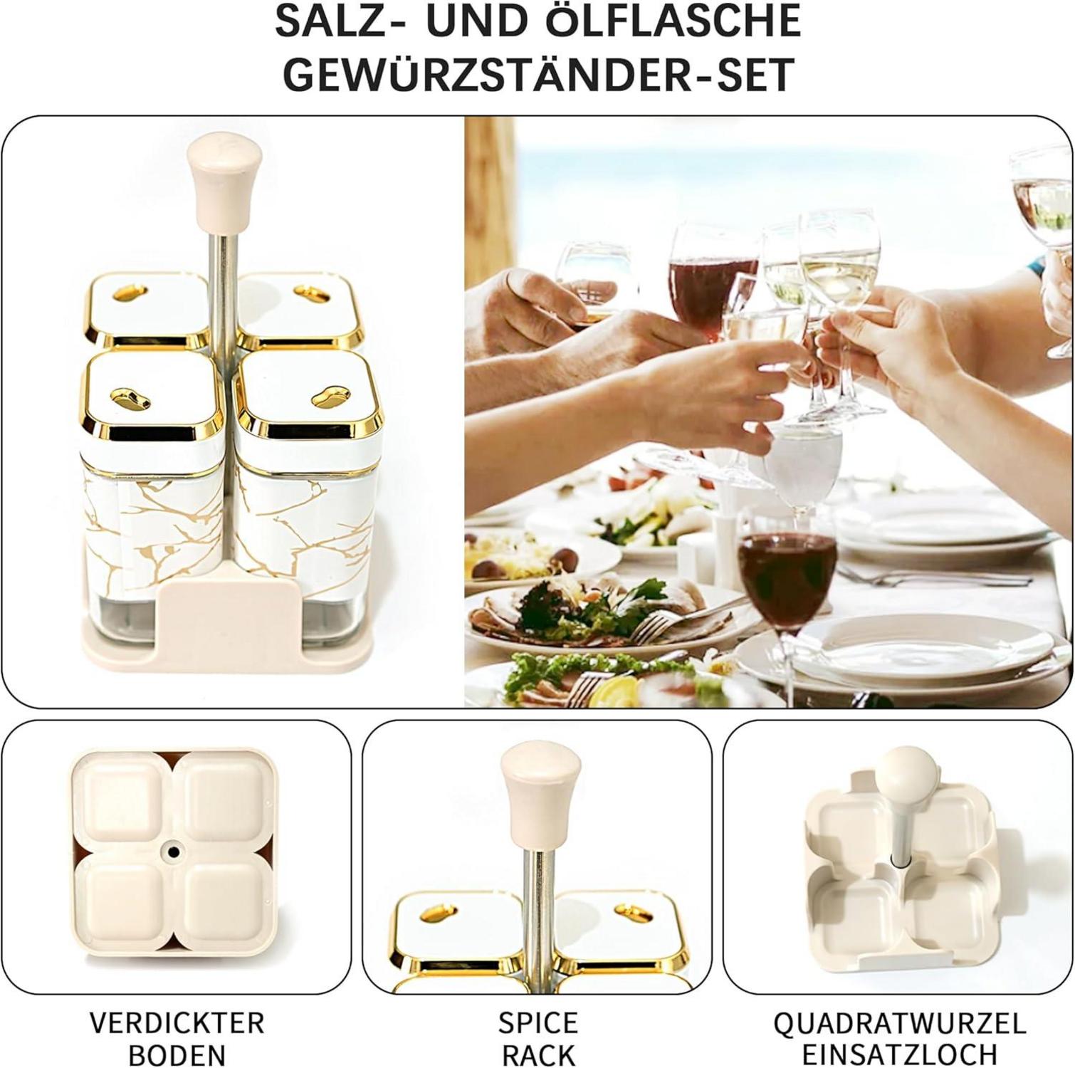 SAEIV 4-teiliges Gewürzgläser Set mit Drehbaren Deckeln
