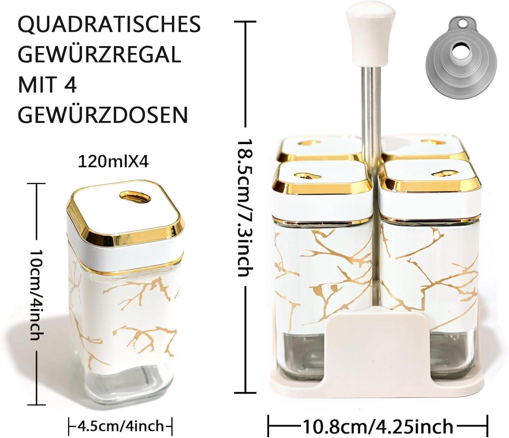 SAEIV 4-teiliges Gewürzgläser Set mit Drehbaren Deckeln