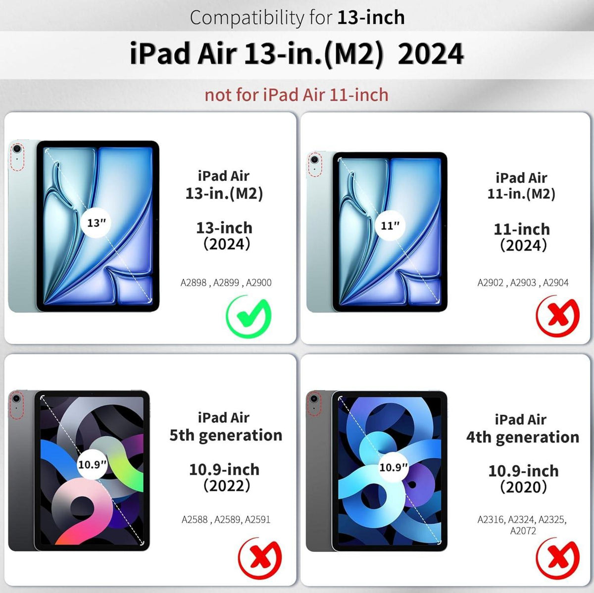 iPad Air 13 Zoll M2 2024 Hülle Schwarz, Dünn Folio Ständer