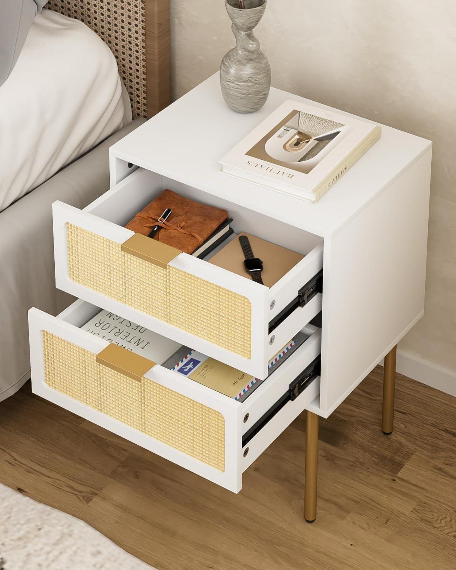 Rattan Nachttisch mit 2